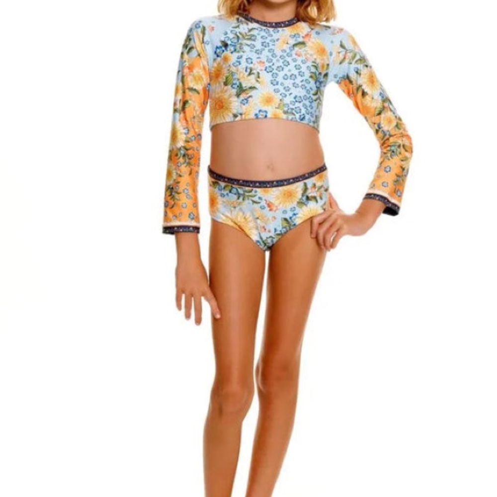 Agua Bendita CARAMEL JARDIM BIKINI LONG SLEEVES SWIM SET - Size 2T